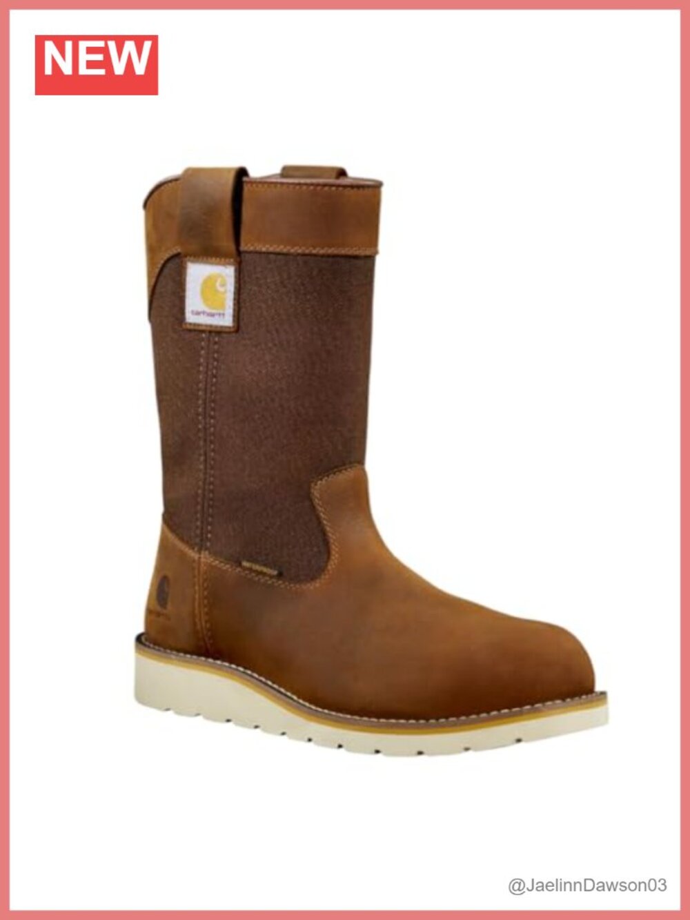 Waterproof Soft Toe Wellington Wedge Work Boot - Leather Carstrong Fabric